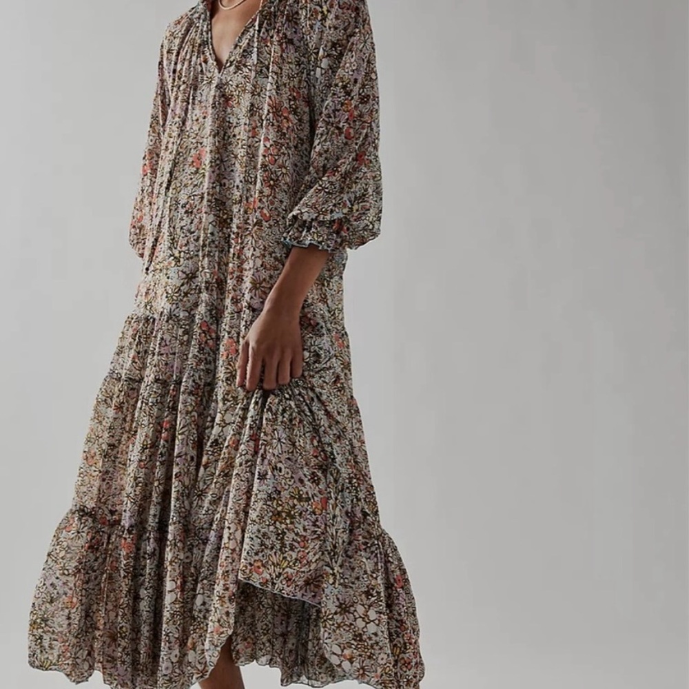 Free People Feeling Groovy Maxi Floral Long Sleeve Dress